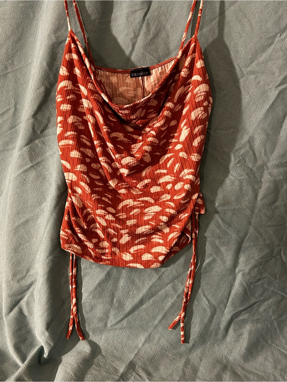 Zenobia Rust Printed Cowl Neck Camisole